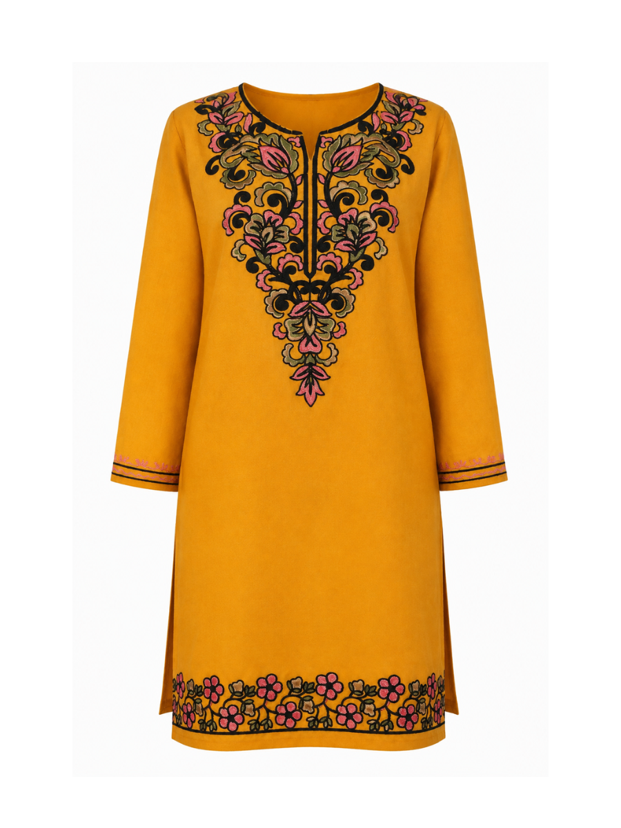 Noor : Aari embroidery summer kurti | Gold